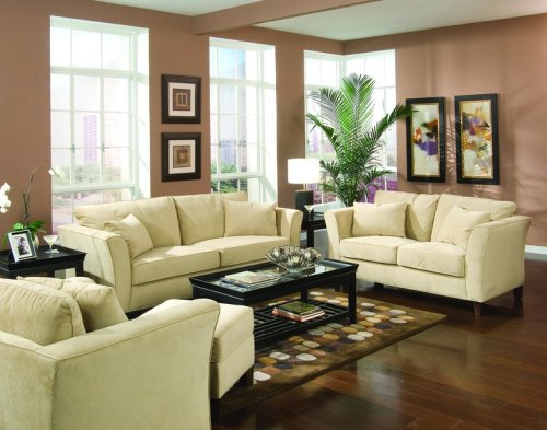 2 PCs Retro Contemporary Velvet Sofa and Loveseat Living Room Set